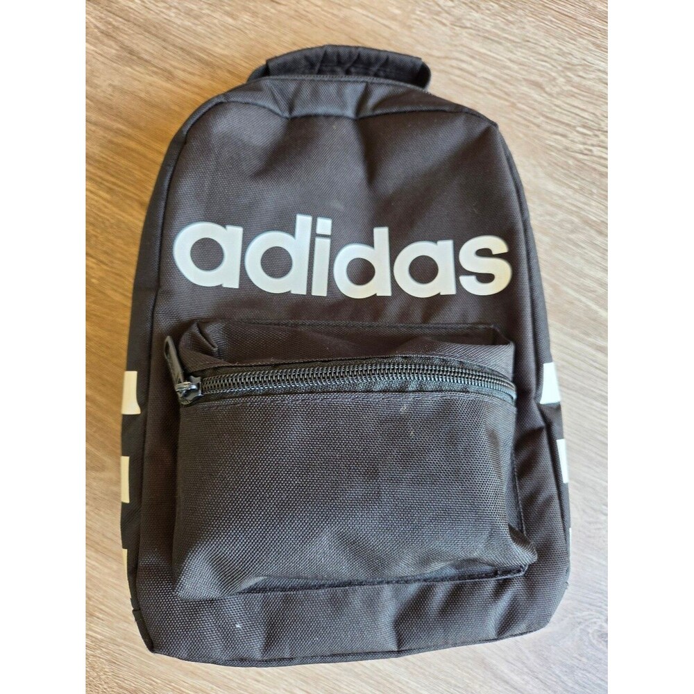 Adidas Black & White Three Stripe Insulated Backpack Lunch Box Cooler Bag